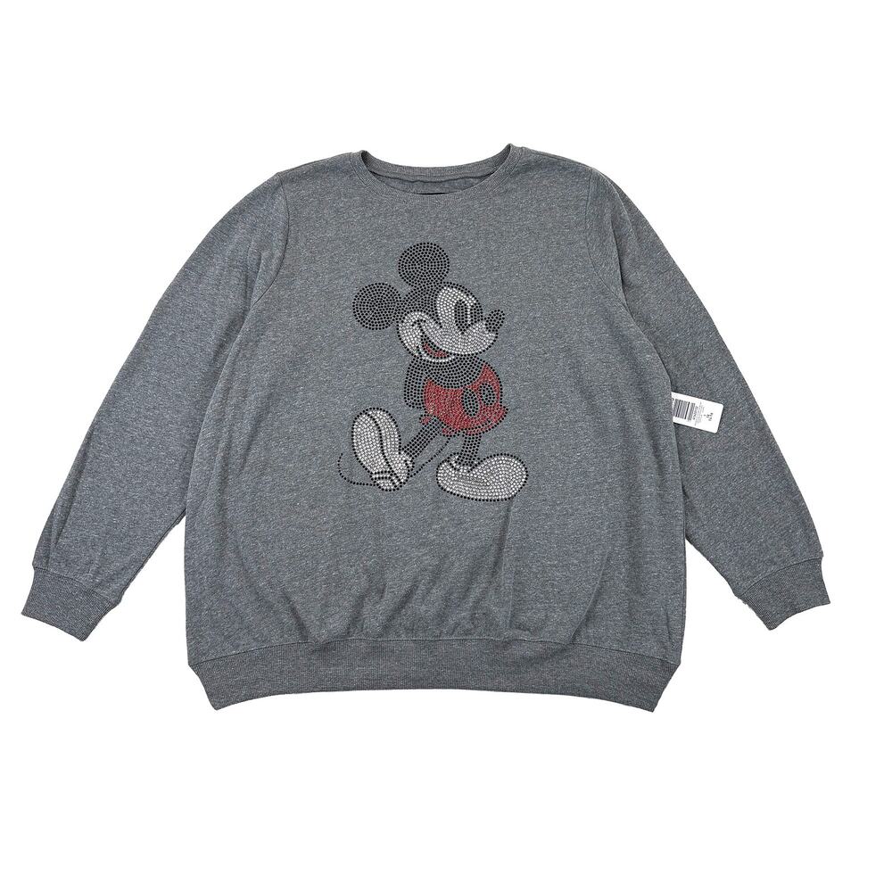 Torrid x Disney Rhinestone Mickey Sweatshirt NWT Womens 1X Gray Lightweight Rare
